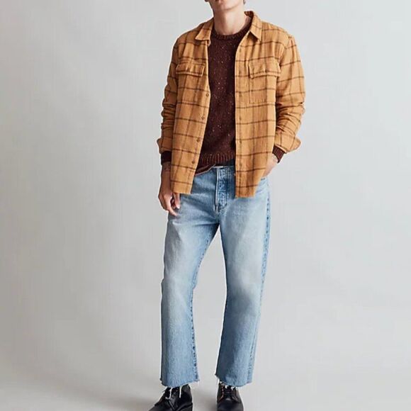 Madewell Slub Flannel Easy Long-Sleeve Shirt golden Oak NWT size XXL - Picture 1 of 12
